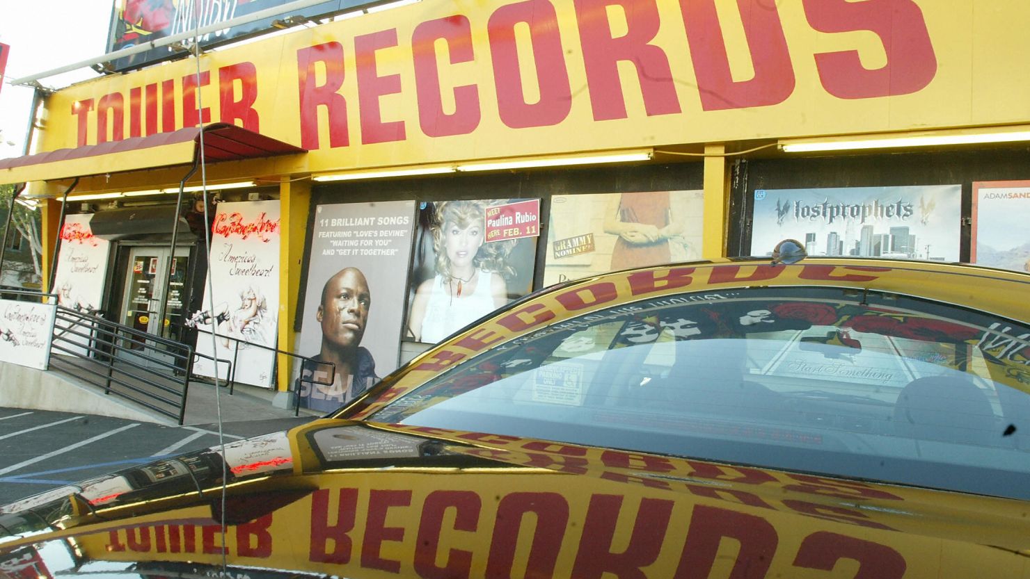The entrance to a Tower Records store in Hollywood in February 2004.