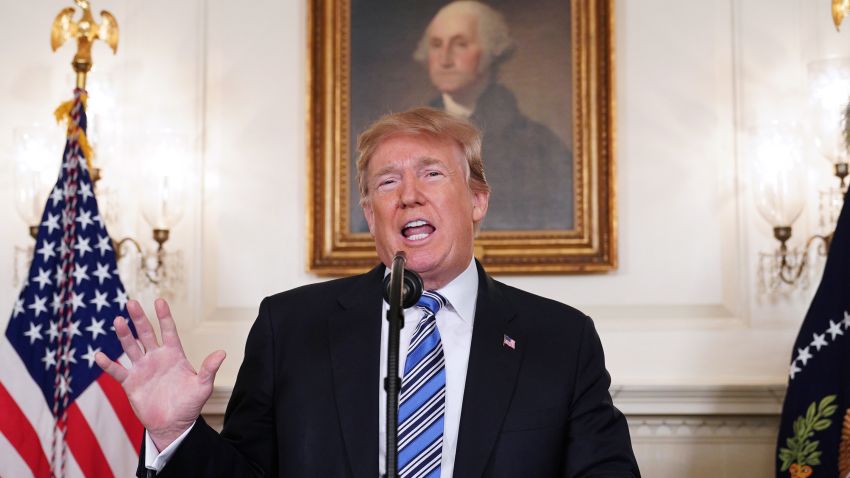 US President Donald Trump speaks on the Florida school shooting, in the Diplomatic Reception Room of the White House on February 15, 2018 in Washington, DC.
Earlier Thursday, President Trump issued a largely symbolic proclamation, ordering that flags be flown at half staff at US embassies, government buildings and military installations."Our nation grieves with those who have lost loved ones in the shooting at the Marjory Stoneman Douglas High School in Parkland, Florida," he said.
/ AFP PHOTO / MANDEL NGAN (Photo credit should read MANDEL NGAN/AFP/Getty Images)