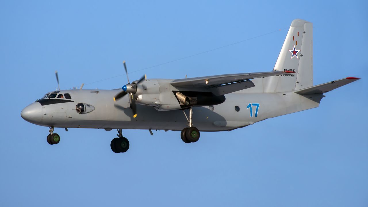 An Antonov An-26 Russian transport plane, like the one in this file photo, crashed Tuesday in Syria.