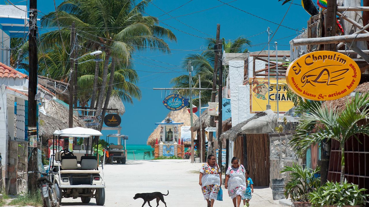 This is what passes for a busy street on Isla Holbox.