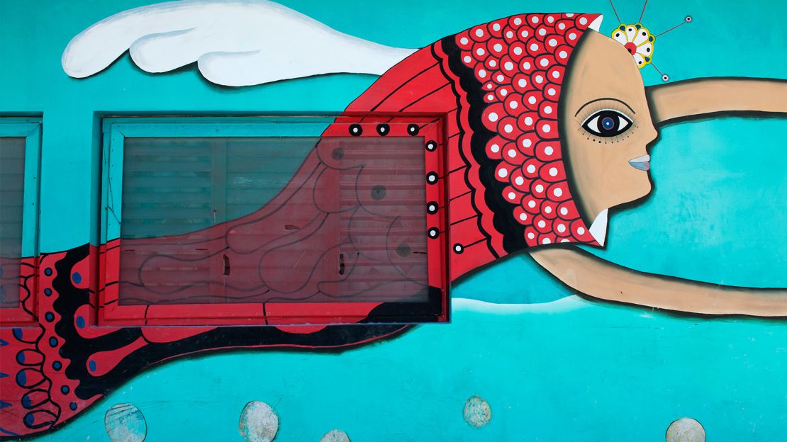 Aquatic-inspired art is everywhere on Holbox.