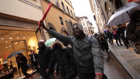Dozens demonstrated in Florence on Monday evening. 