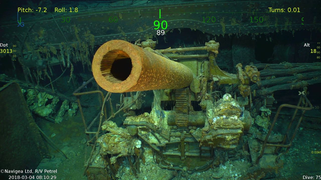 Underwater images of the wreckage are courtesy of Paul G Allen