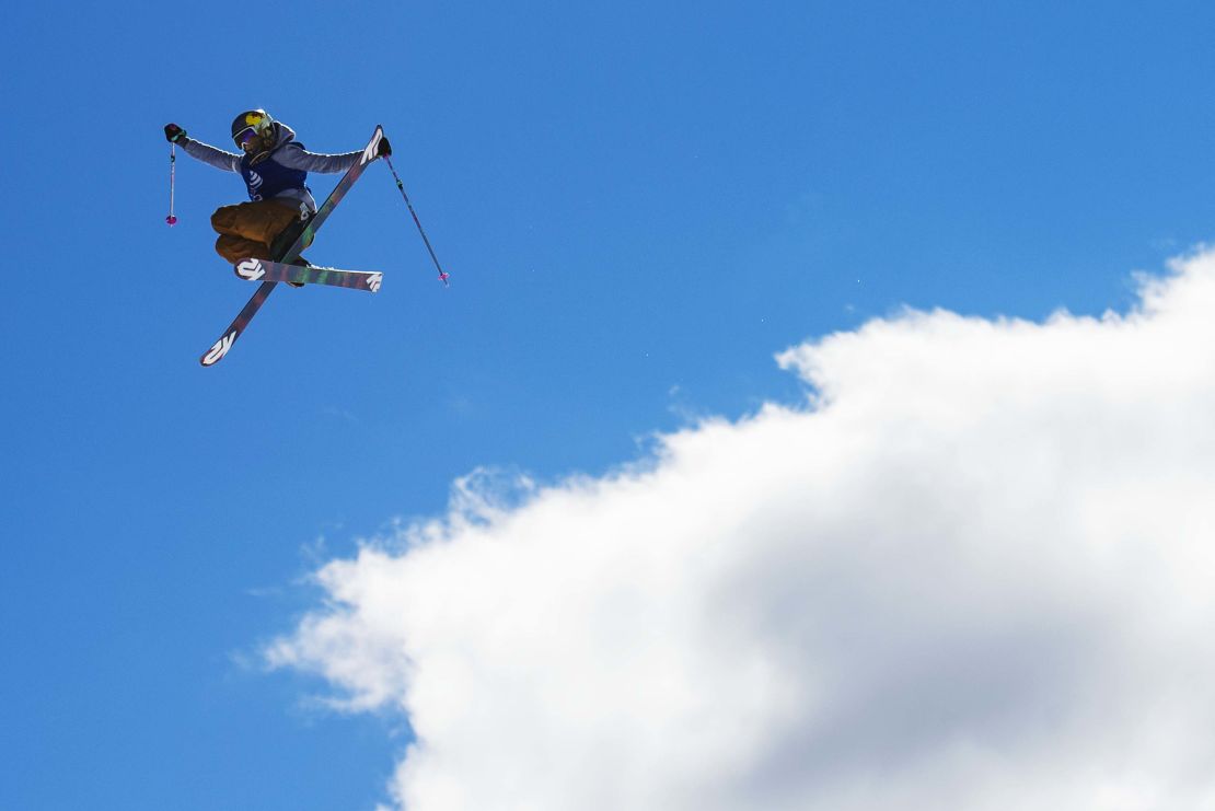 A 13-year-old Sildaru flies through the air at the 2016 Winter X Games in Aspen. 