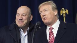 THURMONT, MD - JANUARY 6: (AFP OUT) U.S. President Donald Trump and National Economic Council Director Gary Cohn affirm their support for each other at Camp David on January 6, 2018 in Thurmont, Maryland. President Trump met with staff, members of his Cabinet and Republican members of Congress to discuss the Republican legislative agenda for 2018. (Photo by Chris Kleponis-Pool/Getty Images)