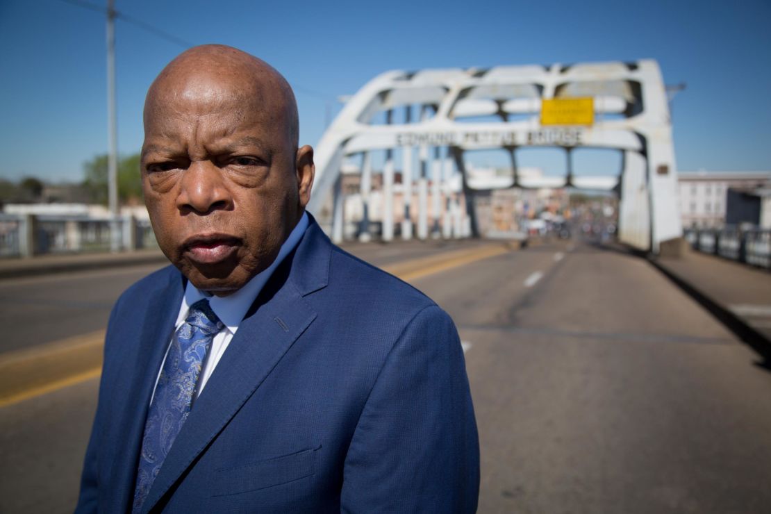 Congressman John Lewis at the Edmund Pettus Bridge in Selma, Alabama.