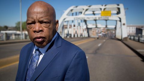 Congressman John Lewis at the Edmund Pettus Bridge in Selma, Alabama.