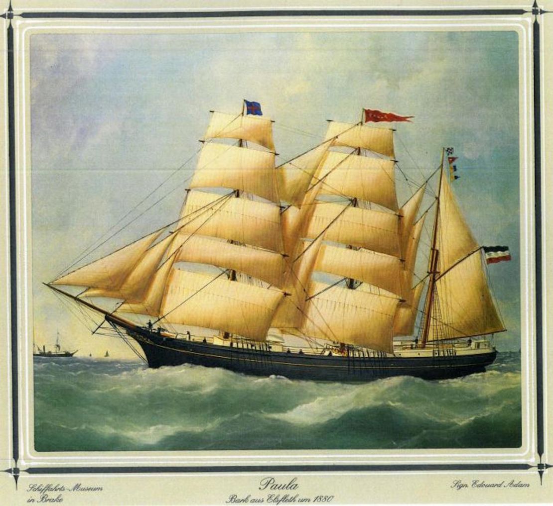 The German bark Paula sailed from Cardiff to Makassar in 1886. 