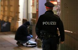 Police in Vienna, Austria investigate a knife attack.