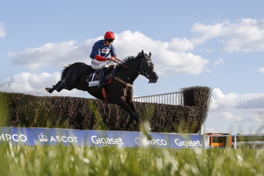 Frost's recent form has been phenomenal. She is pictured here riding Black Corton to victory in the Sodexo Reynoldstown Novices' Steeple Chase at Ascot Racecourse in February.