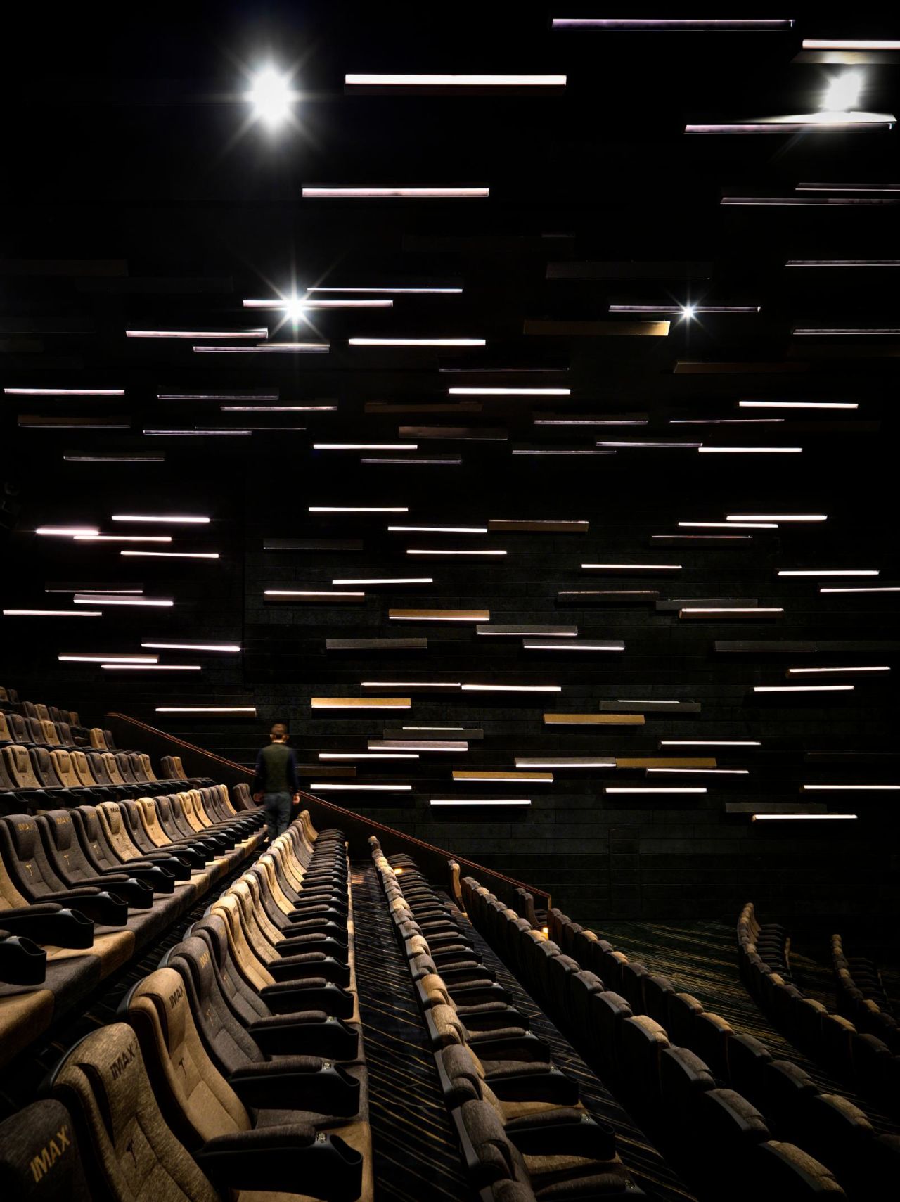 The Guangzhou Haizhucheng IMAX was designed around the theme of a meteor shower. Often known as the "Meteor Cinema," the complex stretches over two floors and more than 44,000 square feet of floor space.