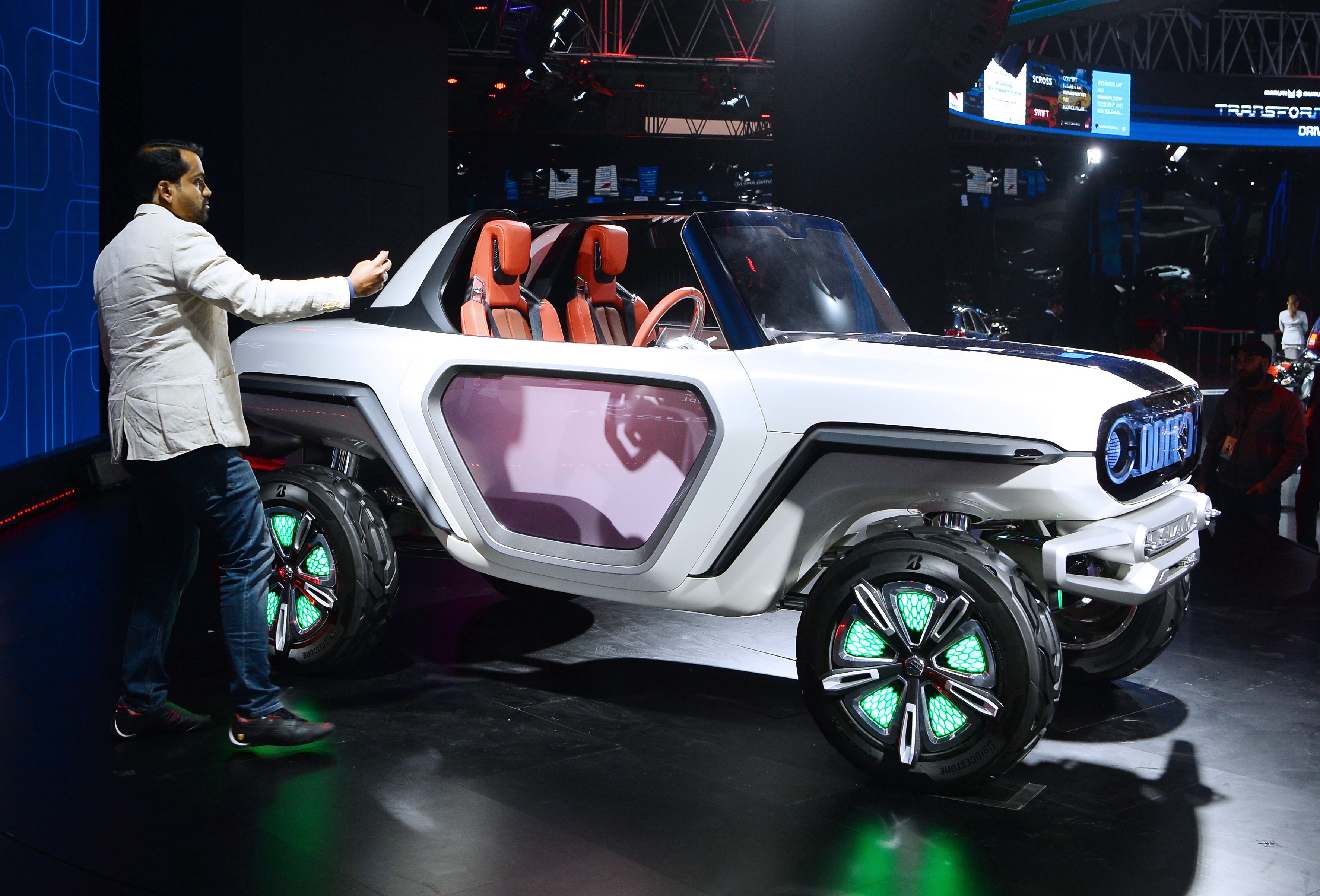 A four-wheel drive SUV concept from India, the futuristic looking e-Survivor will be powered by dual electric motors on each wheel and be equipped for autonomous travel.