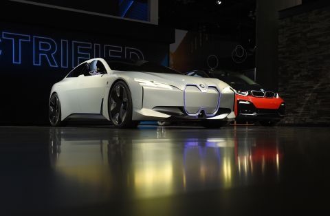 An amalgamation of the BMW i3 and BMW i8, the i Vision Dynamics concept has a range of 373 miles and accelerates from 0-62mph in four seconds. 