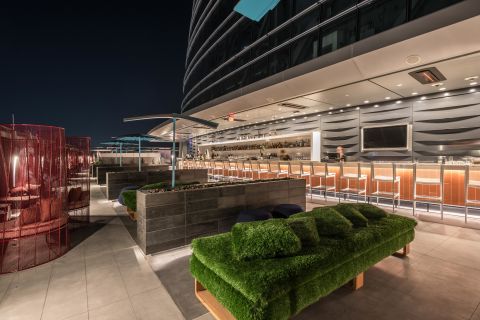 <strong>Spire 73 (Los Angeles):</strong> Outdoor bar and cocktail lounge Spire 73 is located far above L.A. on the InterContinental Los Angeles Downtown hotel's 73rd floor, making it the highest open-air bar in the Western Hemisphere. 