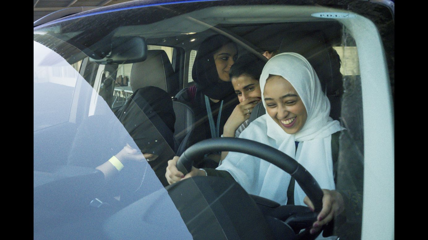 Students take a car safety course at Effat University in Jidda, Saudi Arabia, on Monday, March 5. <a href="https://www.cnn.com/2017/09/26/politics/saudi-arabia-woman-drive/index.html" target="_blank">Saudi Arabia is easing restrictions on women driving.</a>