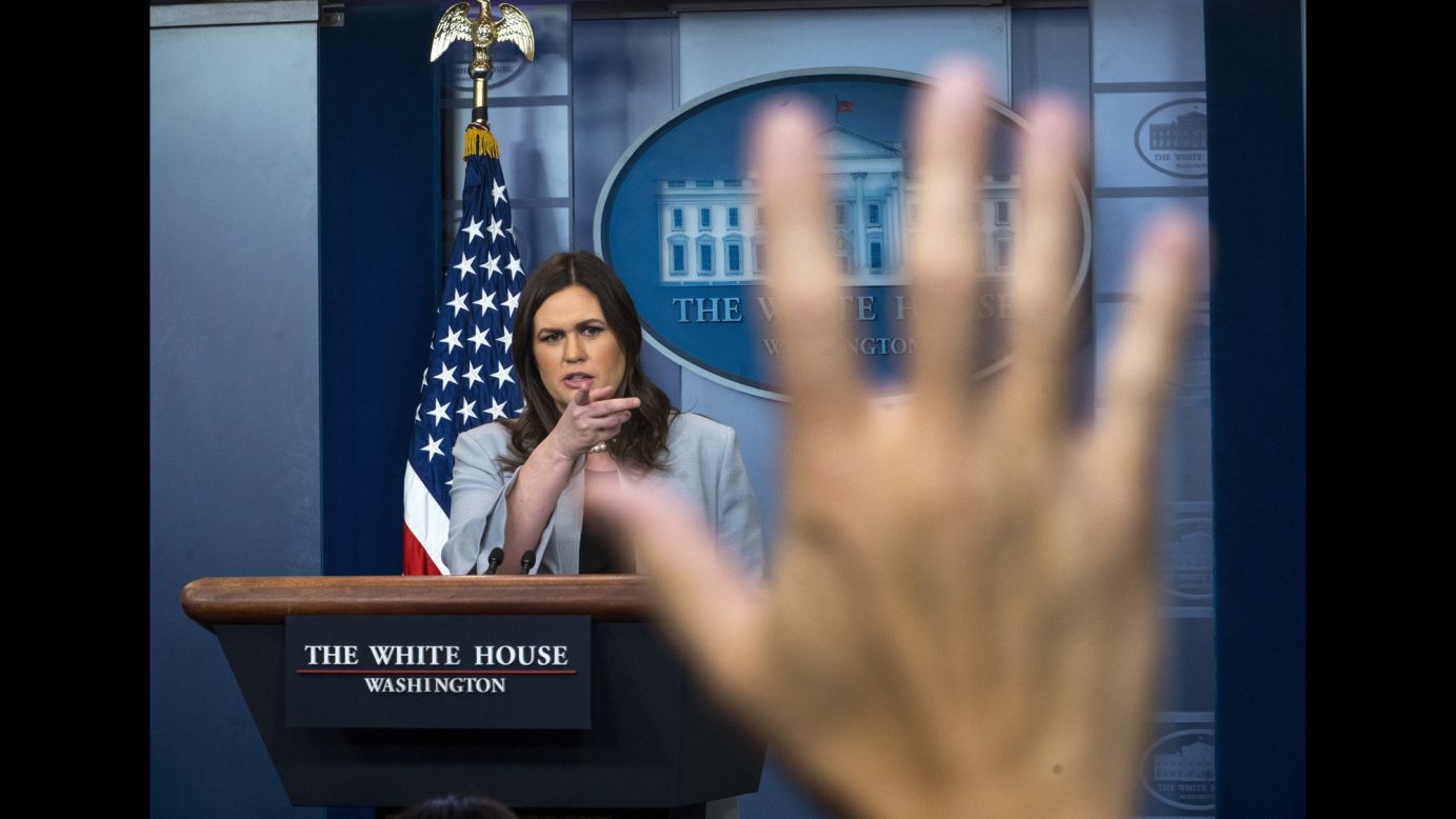 White House press secretary Sarah Sanders fields questions at a daily briefing in Washington on Wednesday, March 7. A source close to the White House told CNN that <a href="https://www.cnn.com/2018/03/08/politics/trump-sarah-sanders-stormy-daniels/index.html" target="_blank">President Trump was upset with Sanders </a>over her responses regarding his alleged affair with porn star Stormy Daniels. Trump's legal counsel Michael Cohen has said the President "vehemently denies" any sexual encounter between the two.
