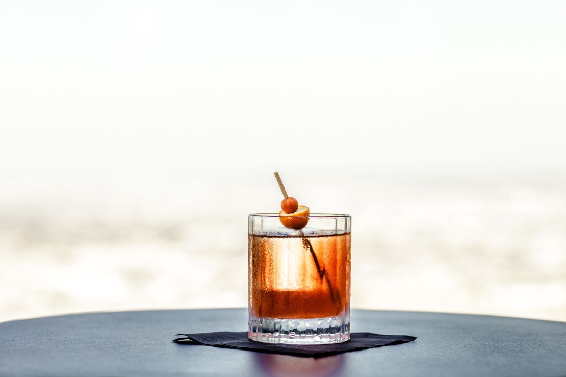 Spire 73 makes its Kumquat Old Fashioned with Suntory Japanese whisky.