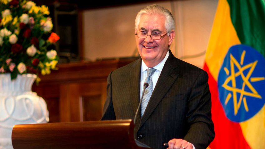 US Secretary of State Rex Tillerson, addresses the media after his meeting with Ethiopian Foreign Minister Dr. Workneh Gebeyehu, at a joint press conference in Addis Ababa, Ethiopia, Thursday, March 8, 2018. The top U.S. diplomat and a top African official tried Thursday to move past President Donald Trump's slur about Africa, deeming it a closed matter that need not be revisited.