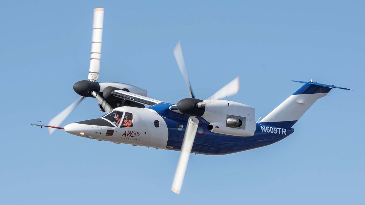 <strong>Leonardo AW609:</strong> Italian manufacturer Leonardo is readying the commercial launch of the revolutionary AW609 tilt-rotor helicopter, which combines elements of both helicopter and airplane design. 