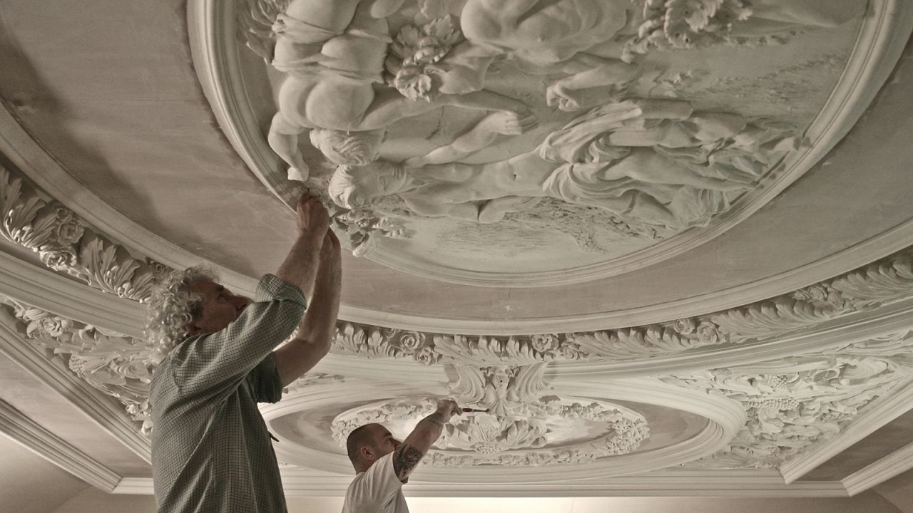 In 2013, a financial windfall allowed Fulford to fulfill a lifelong dream:  the restoration of his ballroom. "I put in what I call a f*** off plaster ceiling," he says.
