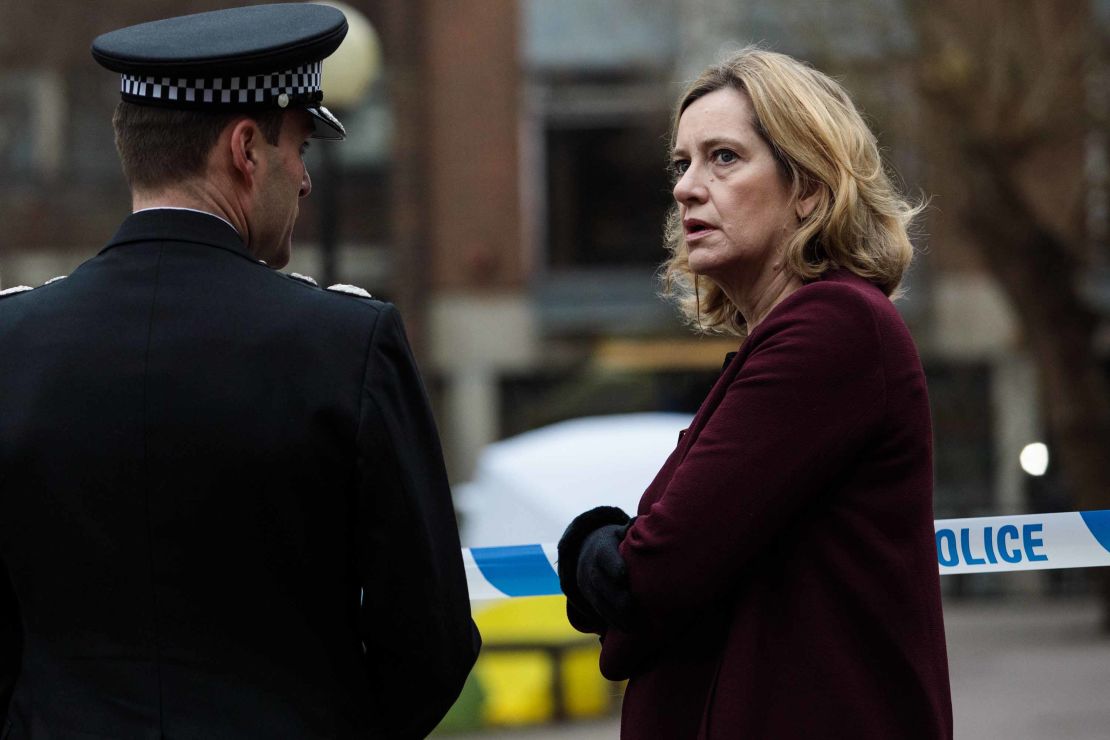 UK Home Secretary Amber Rudd is shown a scene connected to the nerve agent attack on Friday morning.