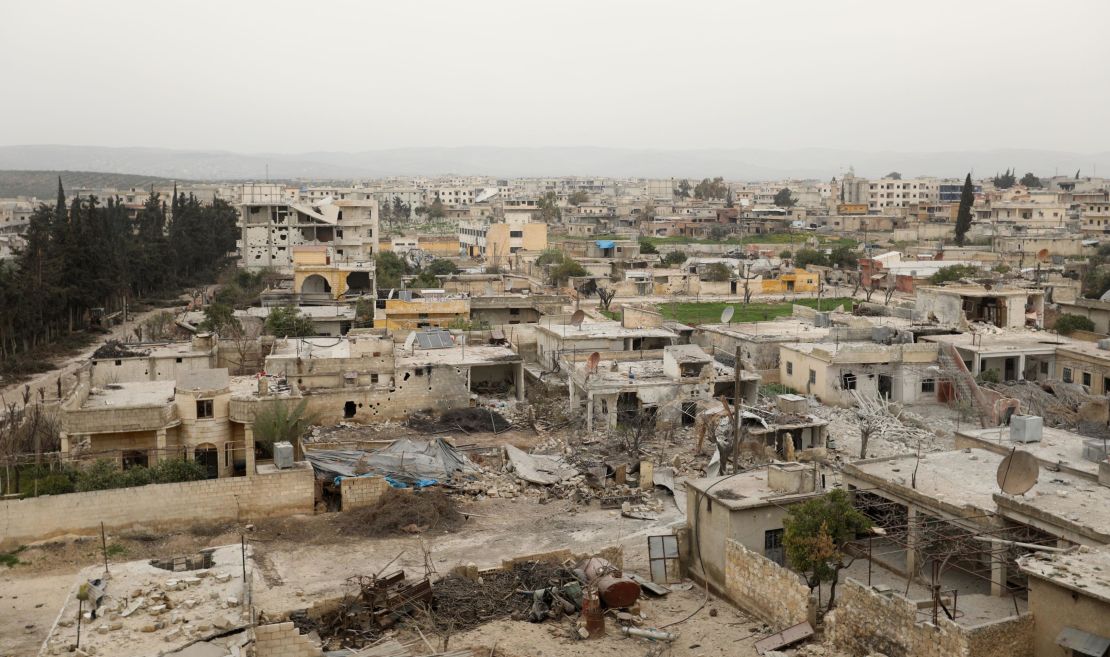 The town of Jandaris on March 8, 2018 in Syria's Afrin region, near the Turkish border.