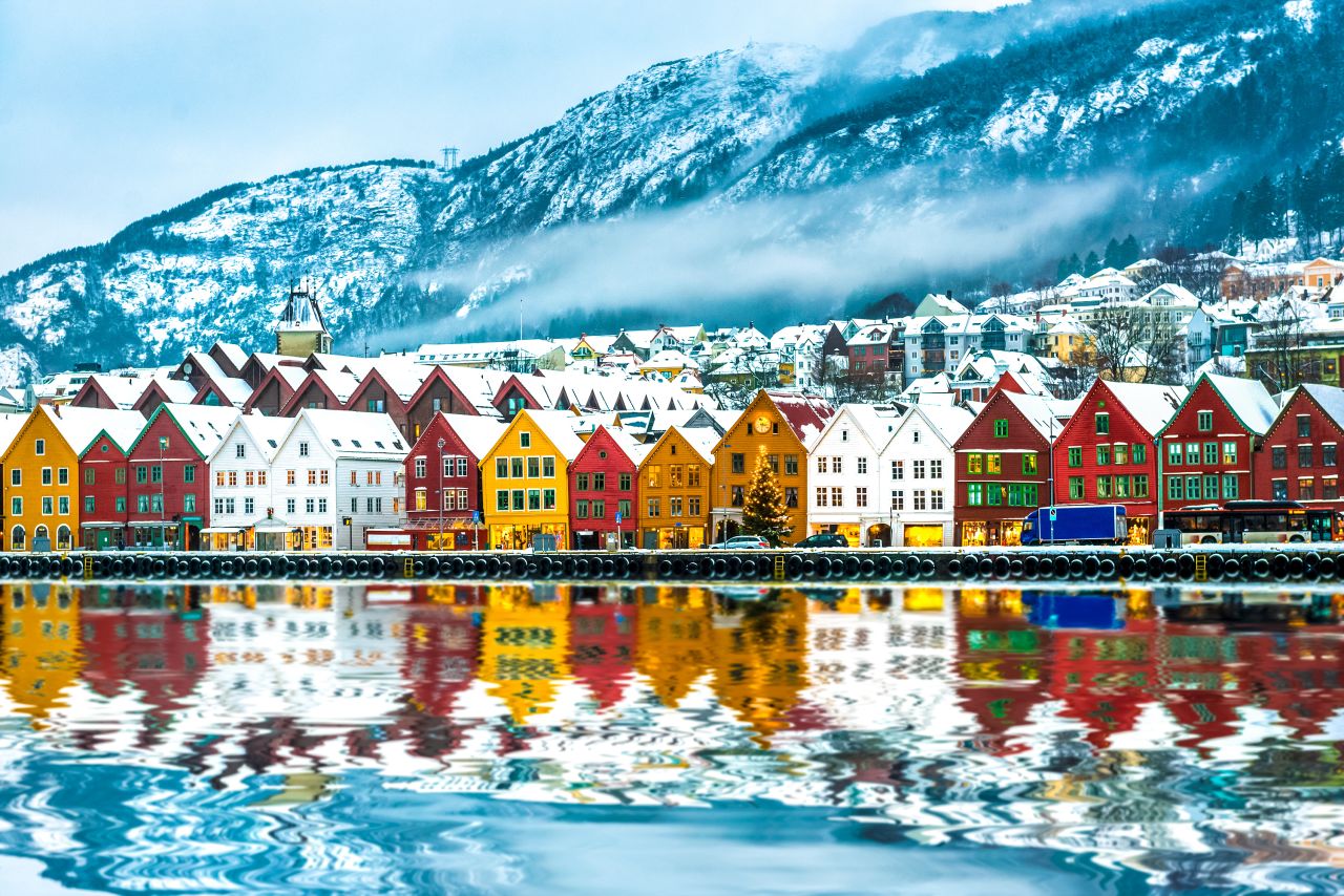 <strong>2. Norway.</strong> Although Norway slipped from the top spot to second place this year, the differences between the top five countries is so minimal that the report's editors aren't surprised by the yearly shifts. Bergen, shown here, is Norway's second largest city and was founded more than 900 years ago.