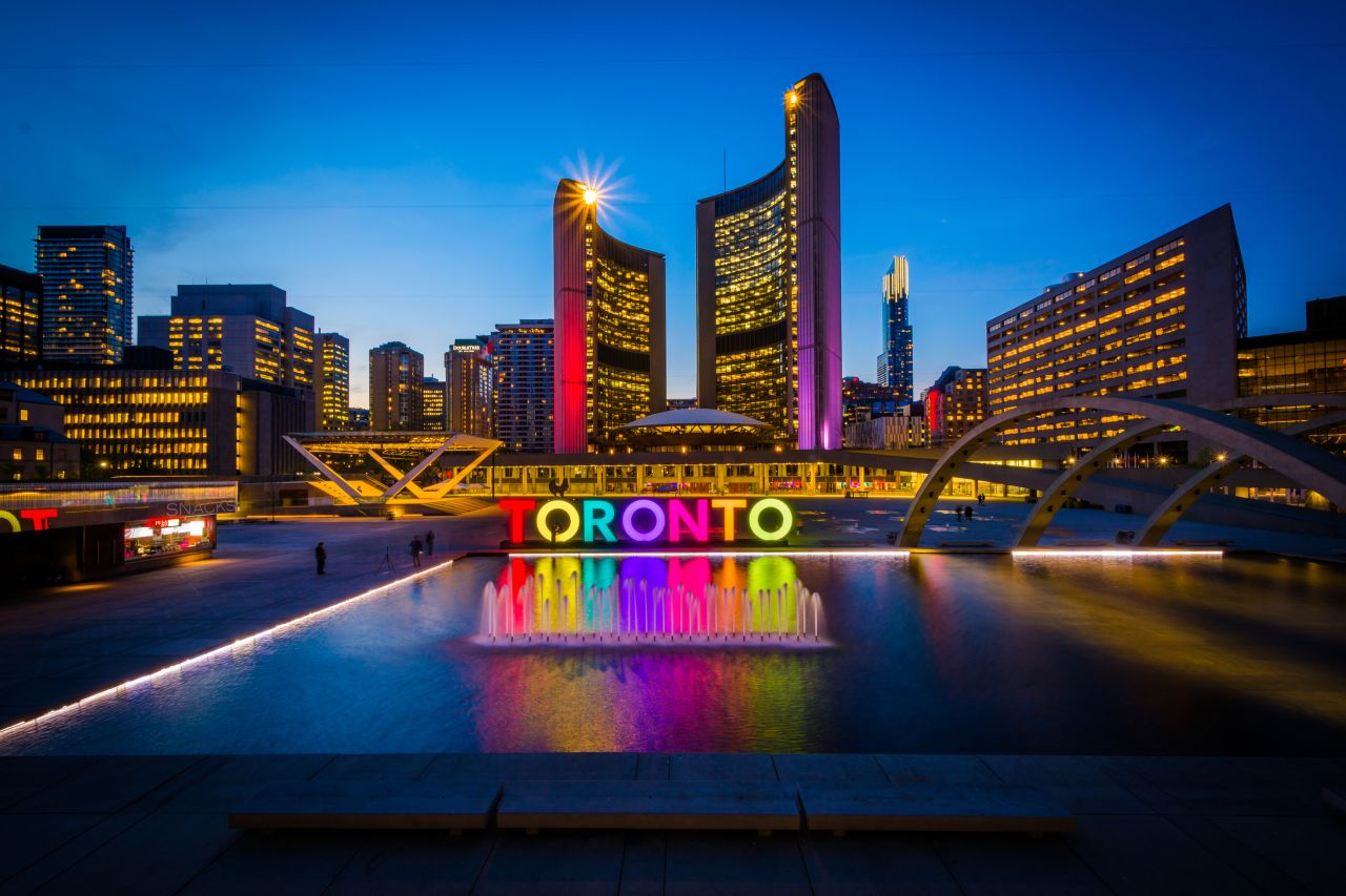 <strong>7. Canada: </strong>This bilingual (French and English) country was the only country in the Americas to make the top 10 list. The Toronto sign lights up the night at Nathan Phillips Square. 