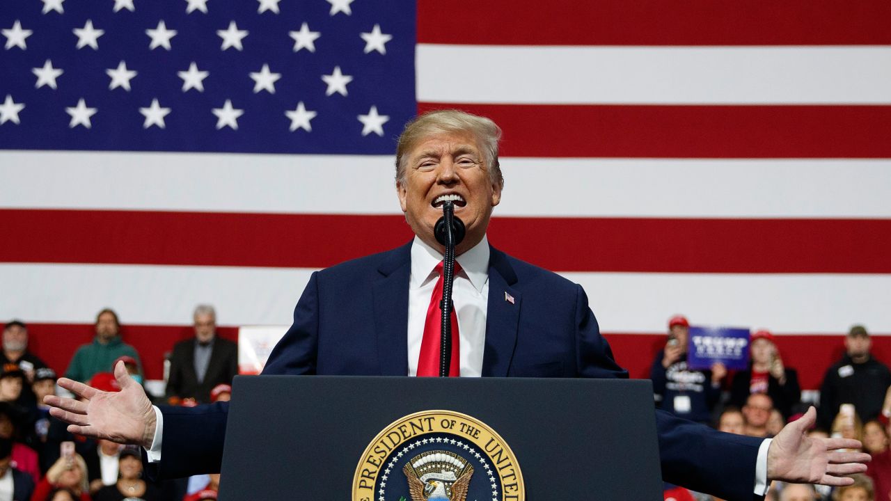 U.S. President Donald Trump speaks at a campaign rally at Atlantic Aviation in Moon Township, Pa., Saturday, March 10, 2018. (AP Photo/Carolyn Kaster)