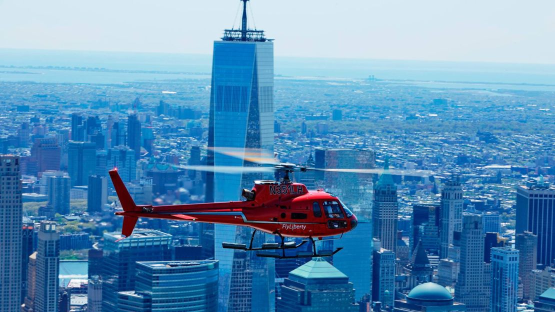 Liberty Helicopters runs sightseeing flights over New York City.