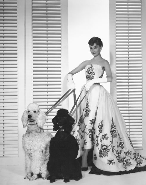 Hepburn with dogs from the movie "Sabrina."