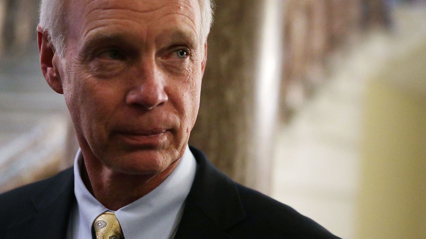 WASHINGTON, DC - DECEMBER 01:  U.S. Sen. Ron Johnson (R-WI) listens to a question from a member of the press at the Capitol December 1, 2017 in Washington, DC. Senate GOPs indicate that they have enough votes to pass the tax reform bill.  (Alex Wong/Getty Images)