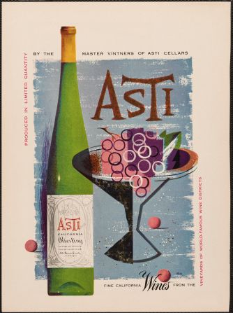 "This is an exception to the rule of using photography for this time period, it has a really modernist feel to it, with the abstraction of the grapes, and the typeface is really great."