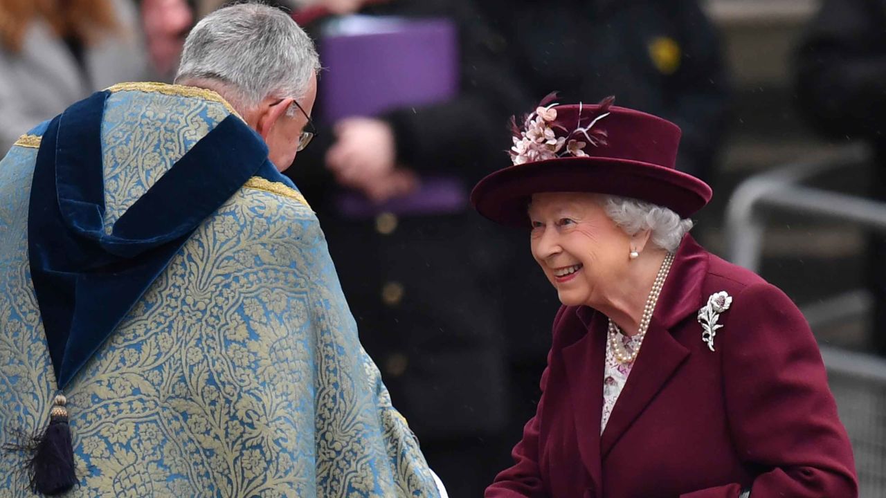 Queen Elizabeth II arrives for the Commonwealth Service at Westminster Abbey in London. 