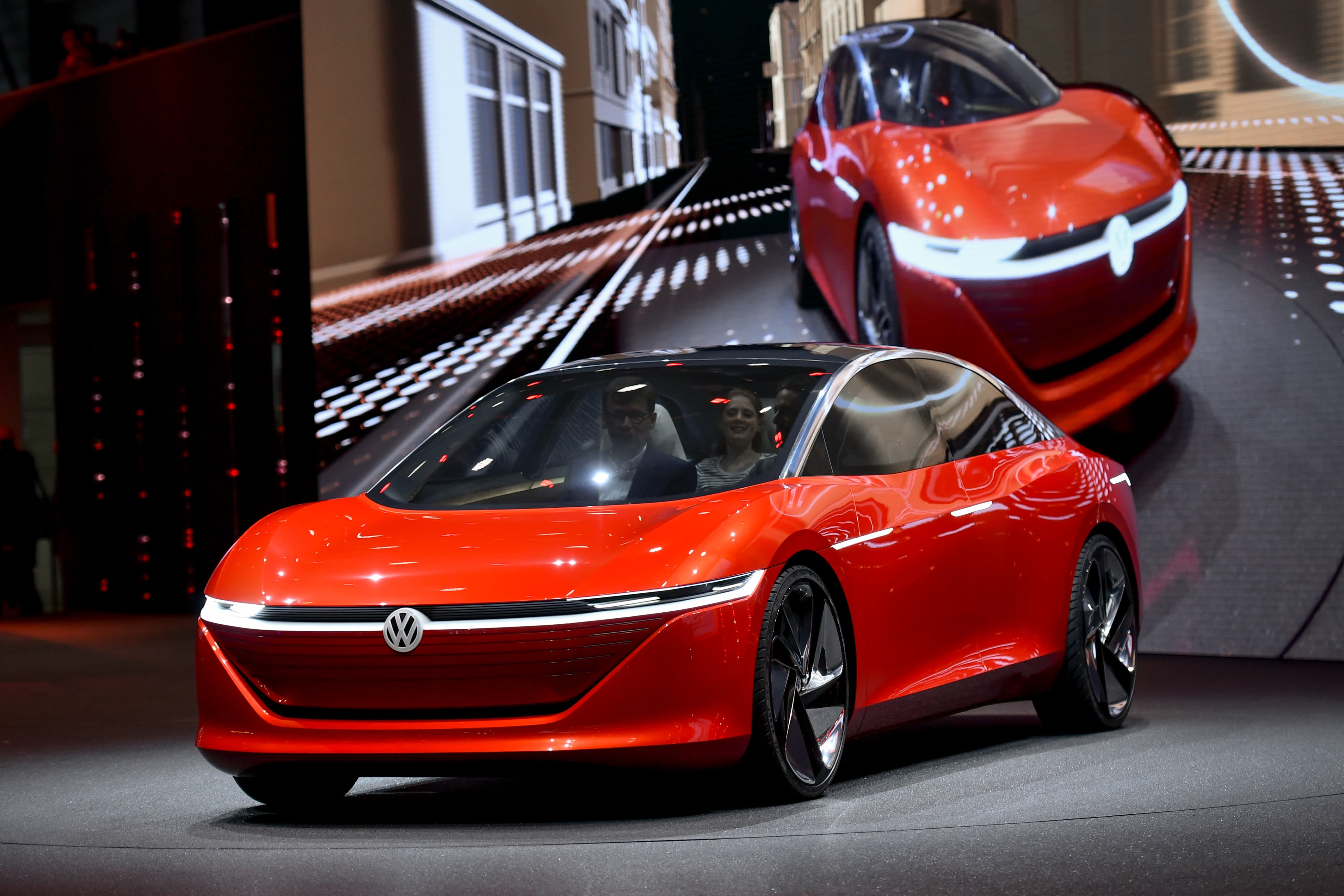 The car, unveiled at the Geneva Motor Show, is said to boast a range of 413 miles (665km) between charges and level five autonomous driving -- meaning it can handle any situation a human could negotiate.