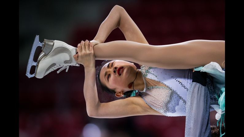 Chinese figure skater Feiyao Tang performs at the World Junior Figure Skating Championships on Thursday, March 8.