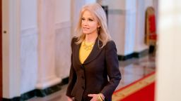 Counselor to the President Kellyanne Conway arrives for a ceremony in the East Room of the White House in Washington, Monday, March 12, 2018, where President Donald Trump honored the World Series Champion Houston Astros for their 2017 World Series victory. (AP/Andrew Harnik)