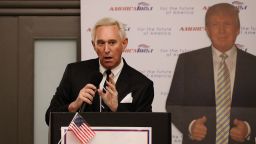 BOCA RATON, FL - MARCH 21:  Roger Stone, a longtime political adviser and friend to President Donald Trump, speaks before signing copies of his book "The Making of the President 2016" at the Boca Raton Marriott on March 21, 2017 in Boca Raton, Florida.  The book delves into the 2016 presidential run by Donald Trump.  (Photo by Joe Raedle/Getty Images)