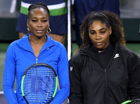 Venus (left) and Serena Williams met for the 29th time on Monday, with Serena leading her older sister 17-11 in victories. This encounter took place in Indian Wells, California. 