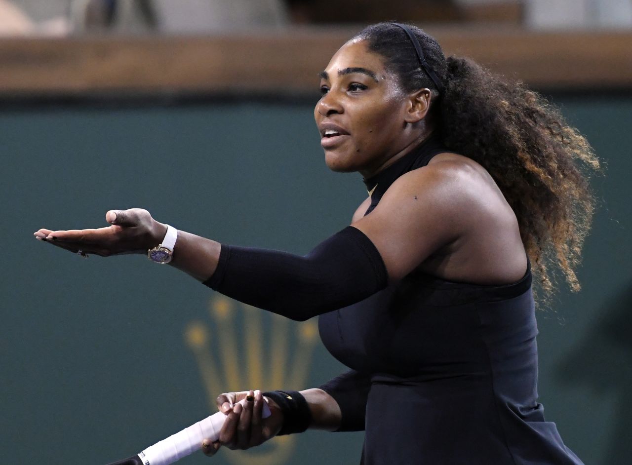 Serena, the record 23-time grand slam winner, was left frustrated. It was her first official tournament since giving birth to daughter Olympia in September. 