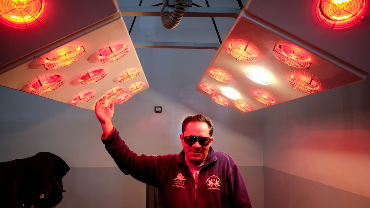 Hot horses: These lamps dry horses after watery exhertions. 