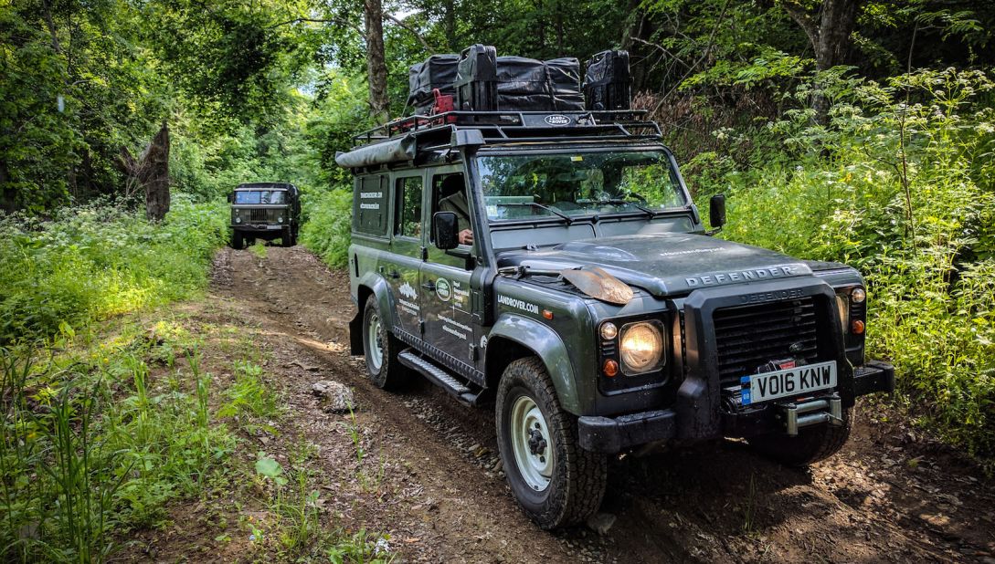 <strong>Trail blazing:</strong> Allen drove this 4x4, donated by Land Rover, from London to Armenia. It's a vital tool in day-to-day trail-building operations. 