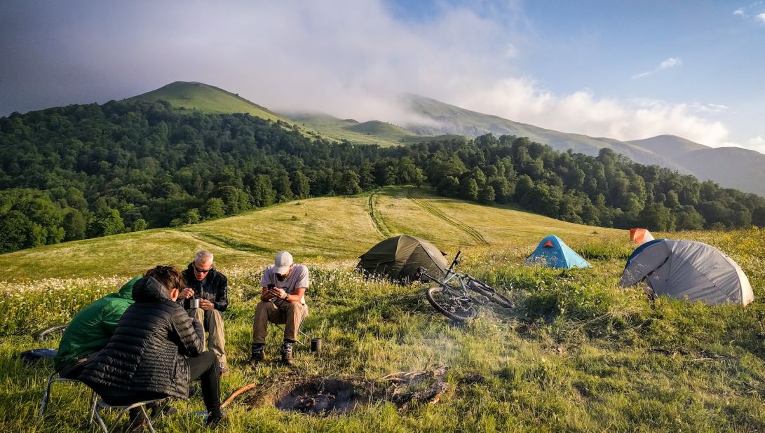 <strong>Life on the trail:</strong> When out in the field, the team camps out and follows a very basic lifestyle. "Just like any long journey, it's just a case of taking it one step at a time, coming up regularly for air," says Allen, 34. <br />