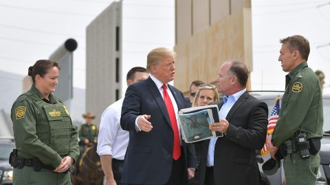 President Donald Trump went to see border wall prototypes in San Diego, California, in March. Trump has insisted the border is "very dangerous."