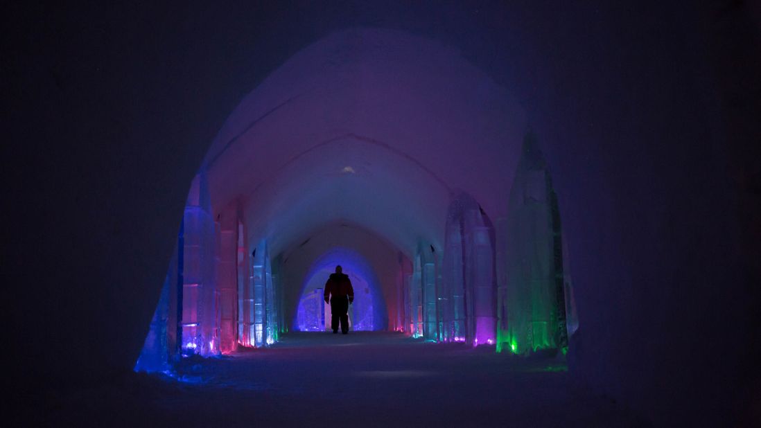 <strong>Cold nights:</strong> The ice hotel has a bar and a wedding chapel. There's even a bridal suite. Guests keep warm in extra-thick sleeping bags, or retreat to the fireside of the hotel's traditional restaurant.