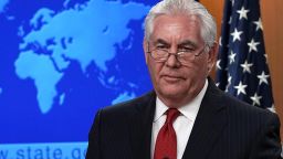 WASHINGTON, DC - MARCH 13:  Outgoing U.S. Secretary of State Rex Tillerson makes a statement on his departure from the State Department March 13, 2018 at the State Department in Washington, DC. President Donald Trump has nominated CIA Director Mike Pompeo to replace Tillerson to be the next Secretary of State.  (Photo by Alex Wong/Getty Images)