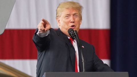 President Donald Trump addresses US troops in San Diego, California on March 13, 2018.