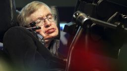 JERUSALEM, ISRAEL - DECEMBER 14:  British scientist Prof. Stephen Hawking gives his "The Origin of the Universe" lecture to a packed hall December 14, 2006 at the Hebrew University of Jerusalem, Israel. Hawking suffers from ALS (Amyotrophic Lateral Sclerosis or Lou Gehrigs disease), which has rendered him quadriplegic, and is able to speak only via a computerized voice synthesizer which is operated by batting his eyelids. (Photo by David Silverman/Getty Images)