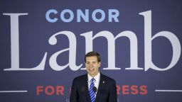 CANONSBURG, PA - MARCH 14: Conor Lamb, Democratic congressional candidate for Pennsylvania's 18th district, speaks to supporters at an election night rally March 14, 2018 in Canonsburg, Pennsylvania. Lamb claimed victory against Republican candidate Rick Saccone, but many news outlets report the race as too close to call. (Photo by Drew Angerer/Getty Images)