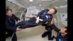 Physicist Stephen Hawking experiences a very weight moment during a flight on Zero Gravity jet, near Florida on April 26, 2007. Photo by Zero G via Balkis Press/Abaca/Sipa USA(Sipa via AP Images)
